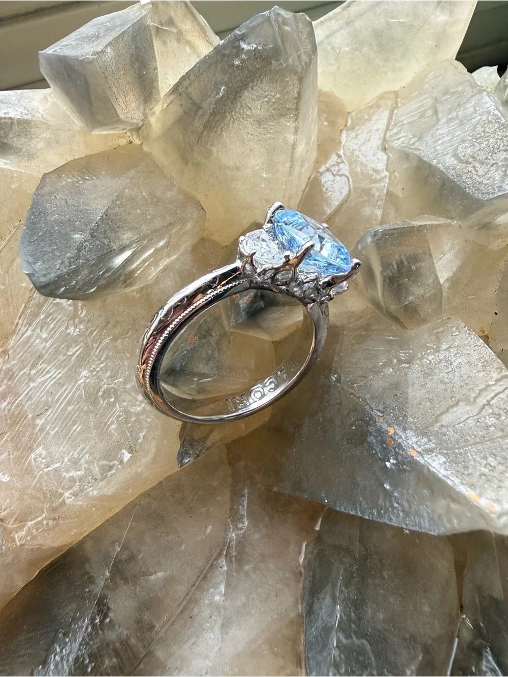 Silver Ring with Light Blue aquamarine Gemstone - Tacori